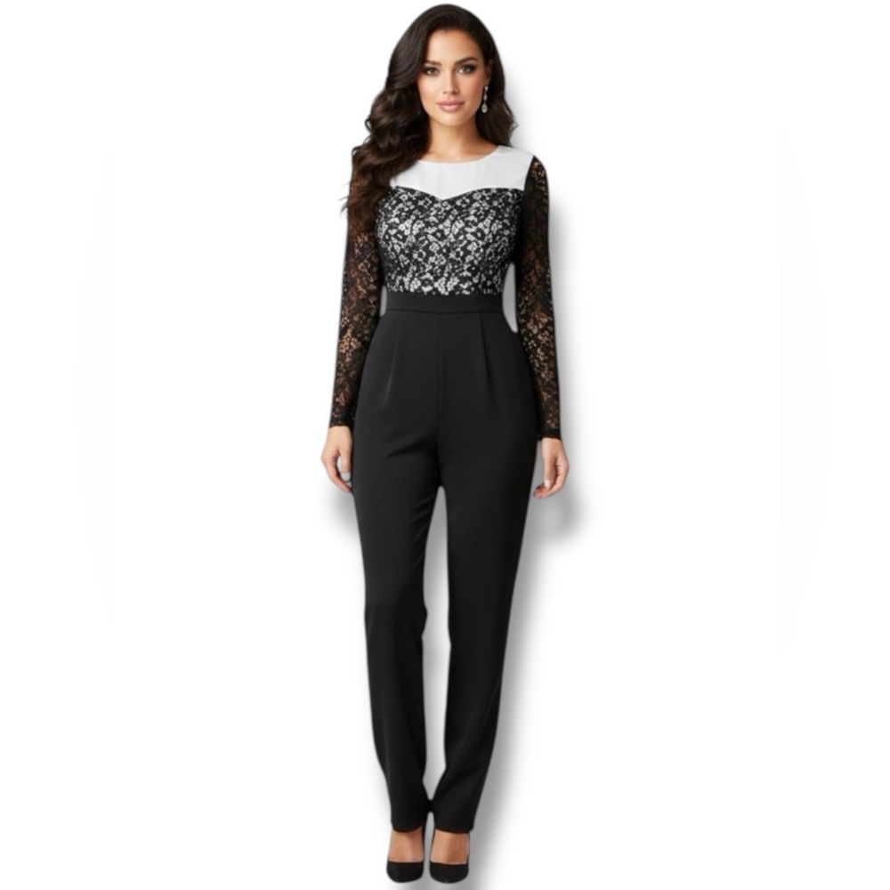 Suger Dress Vintage 90’s Y2K Jumpsuit Black & Ivory Lace Goth Glam Women’s S